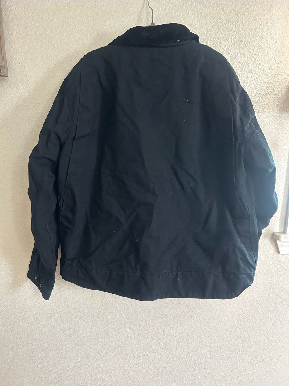 Carhartt Detroit Corduroy Collar Blanket Lined Black Canvas Jacket Mens Size XL - Picture 2 of 10
